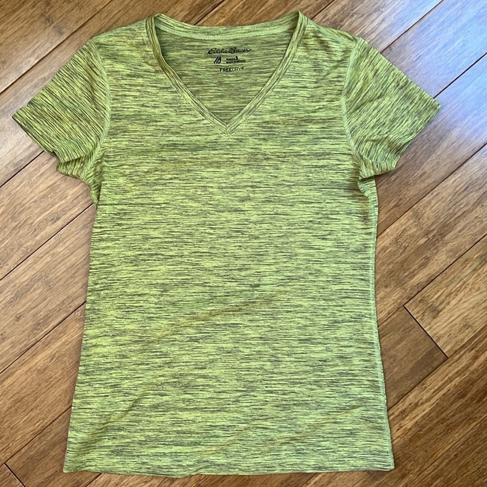 NEW EDDIE BAUER Freedry Athletic Top Yellow Marbled sz S